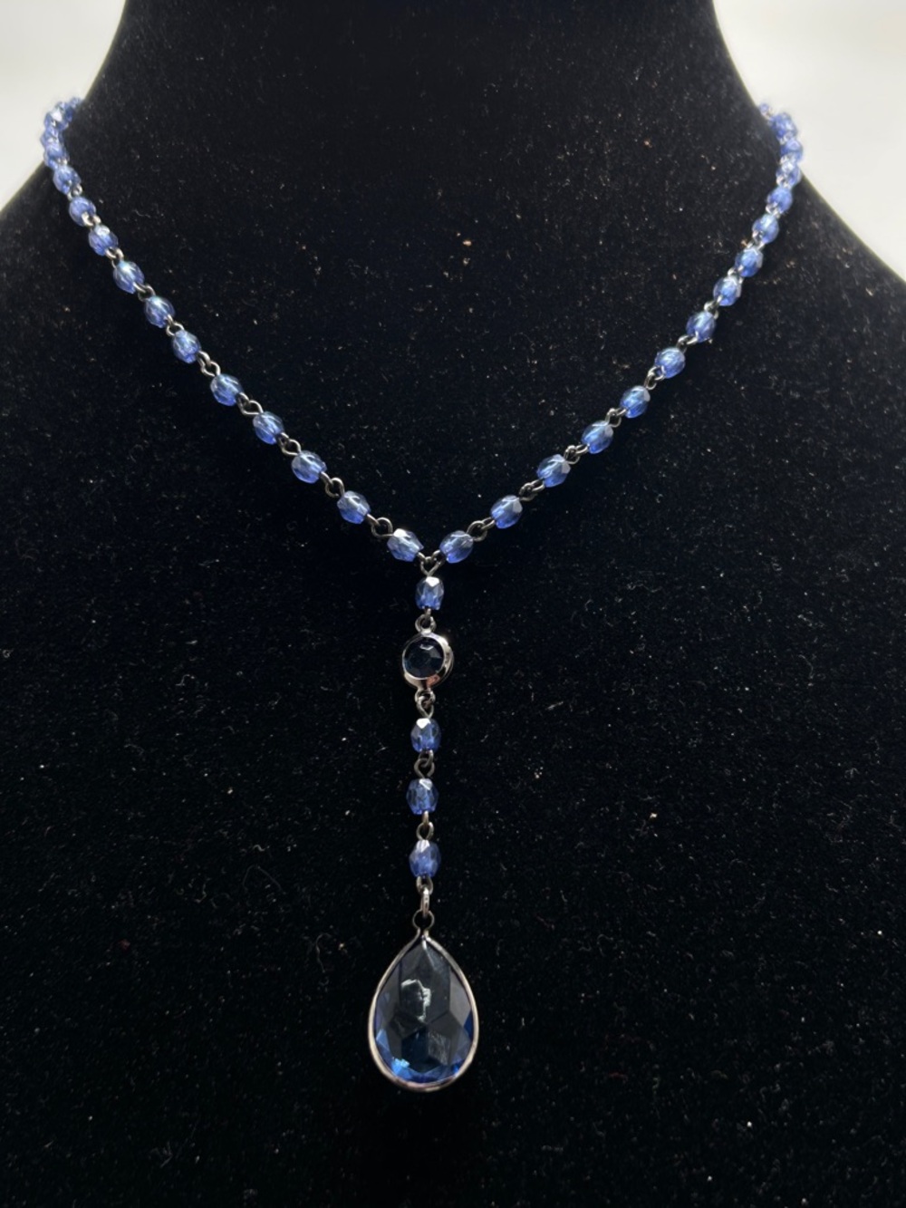 Robert Rose, Vintage Art Deco Blue Crystal Drop Necklace